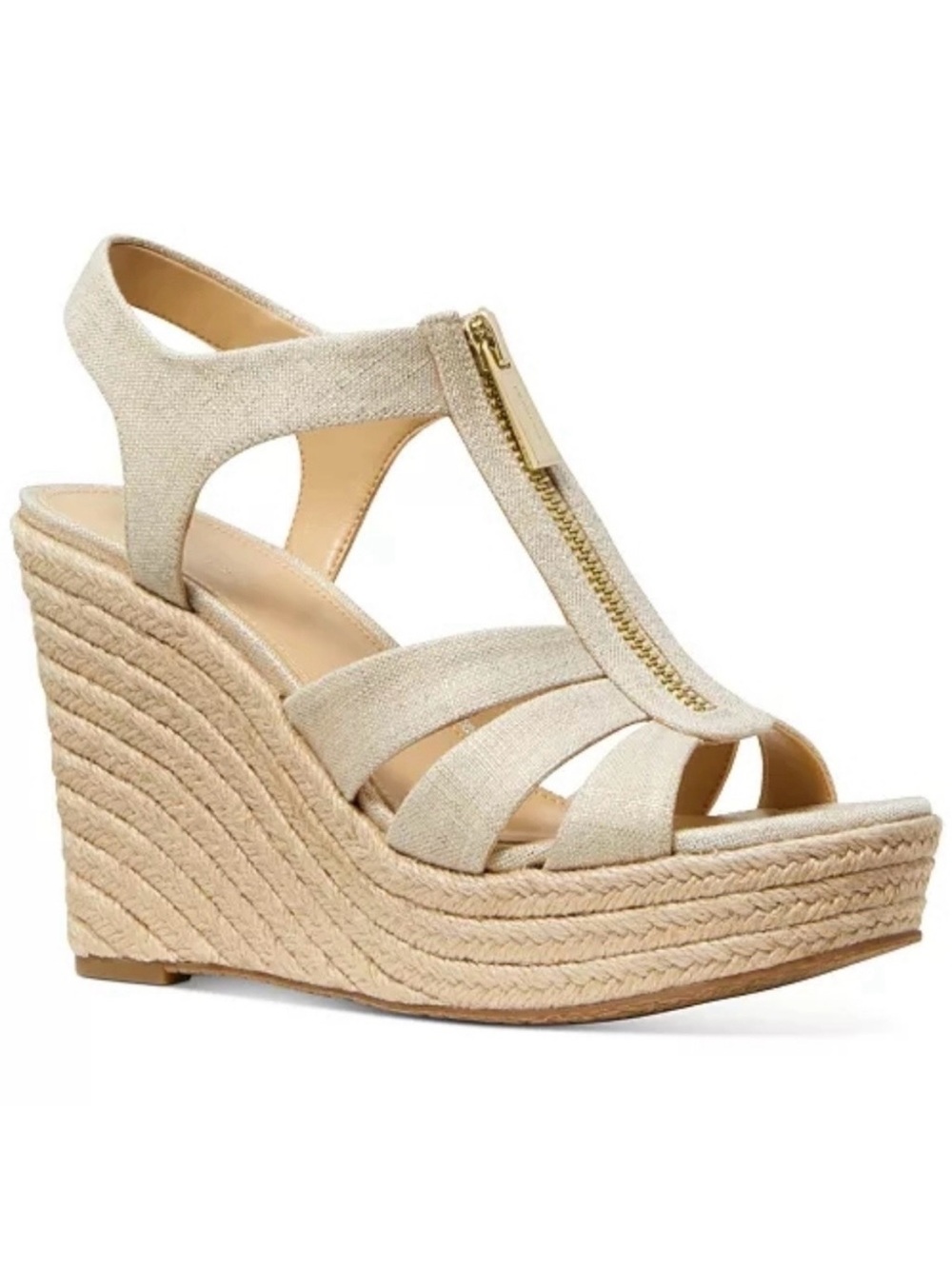 Michael Kors Berkley Wedge espadrille sandals in pale gold Sz 7